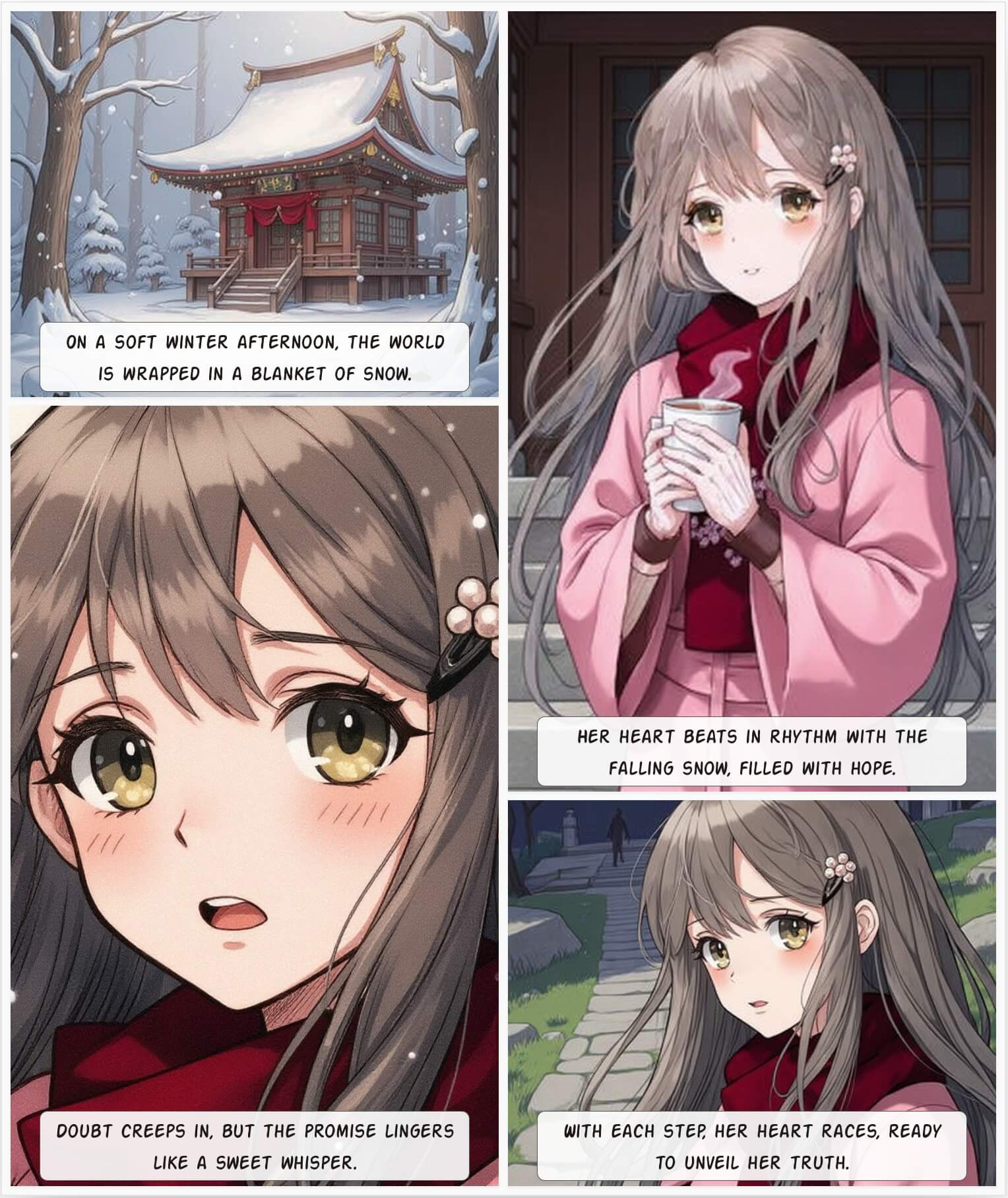 Consistent character illustration showing the same character across multiple panels